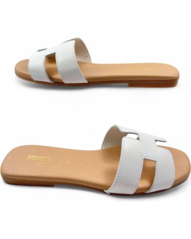TIMBOS SANDALIA PLANA DE PIEL DE MUJER 131469 BLANCO