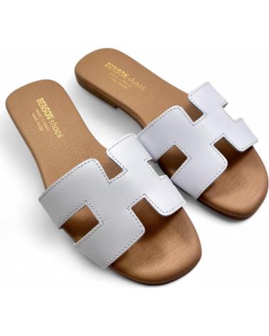 TIMBOS SANDALIA PLANA DE PIEL DE MUJER 131469 BLANCO