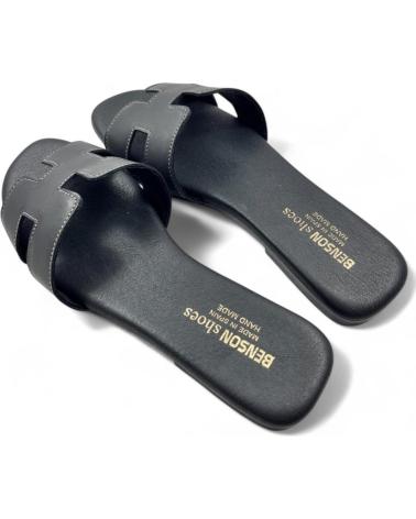 TIMBOS SANDALIA PLANA DE PIEL DE MUJER 131468 NEGRO