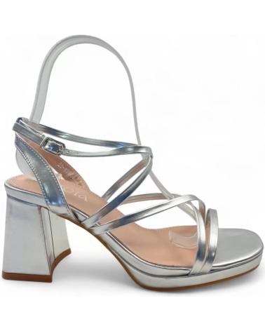 TIMBOS HEELED SANDAL MODEL 131439 SILVER PLATEADO