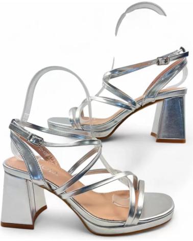 TIMBOS HEELED SANDAL MODEL 131439 SILVER PLATEADO