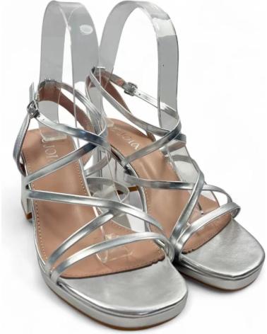 TIMBOS HEELED SANDAL MODEL 131439 SILVER PLATEADO