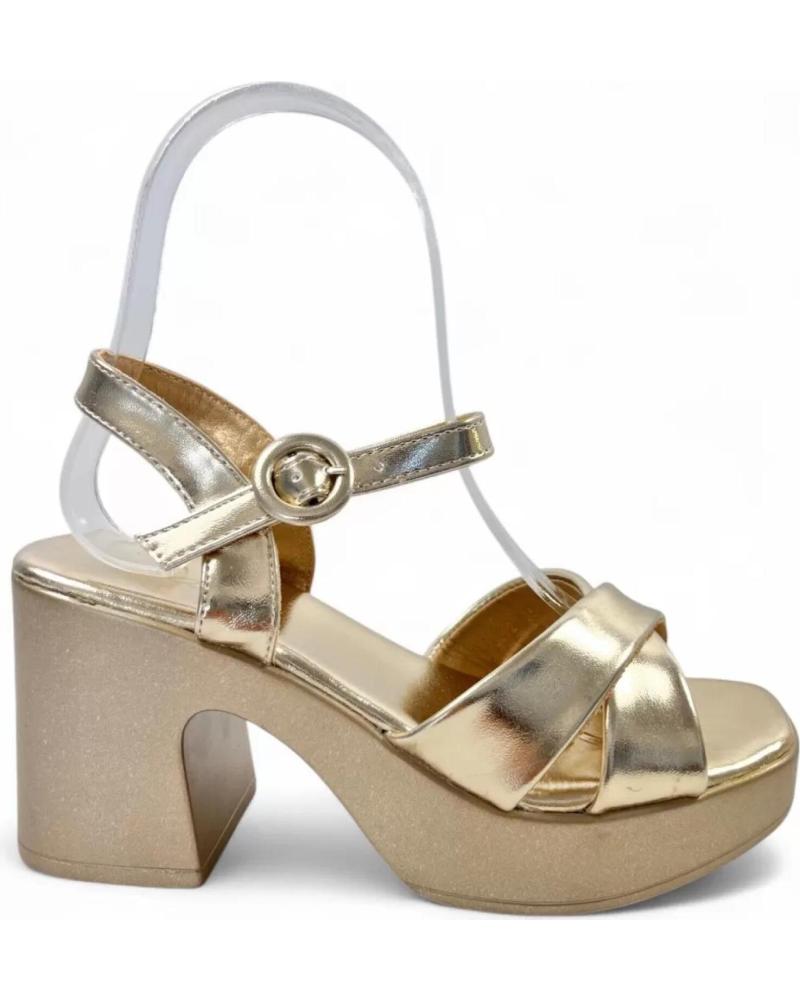 TIMBOS GOLD PLATFORM HEEL SANDAL 131400 AMARILLO