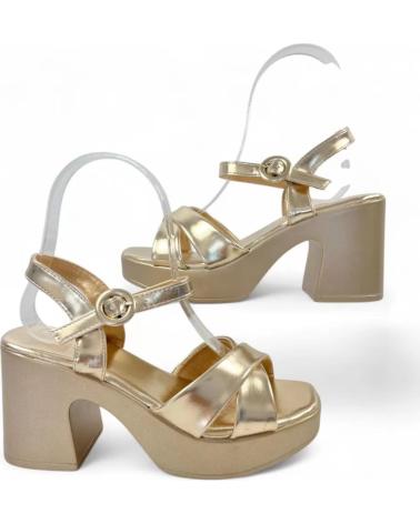 TIMBOS GOLD PLATFORM HEEL SANDAL 131400 AMARILLO