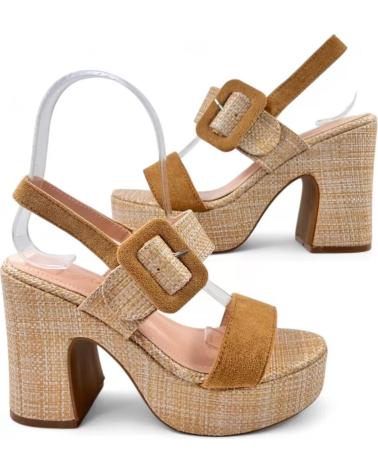 TIMBOS PLATFORM HEEL SANDAL MODEL 131391 CAMEL MARRóN