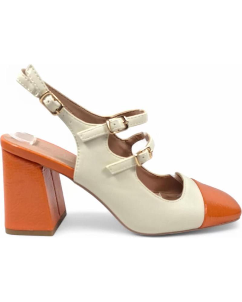 TIMBOS TWO-TONE SLINGBACK HEEL SANDAL WHITE ORANGE MODEL 131093 NARANJA