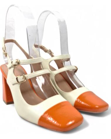 TIMBOS TWO-TONE SLINGBACK HEEL SANDAL WHITE ORANGE MODEL 131093 NARANJA
