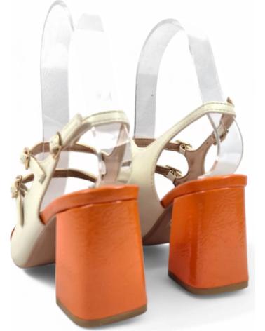 TIMBOS TWO-TONE SLINGBACK HEEL SANDAL WHITE ORANGE MODEL 131093 NARANJA