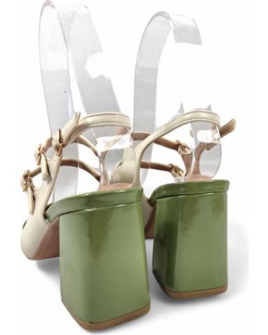 TIMBOS TWO-TONE SLINGBACK HEEL SANDAL WHITE GREEN MODEL 131092 VERDE