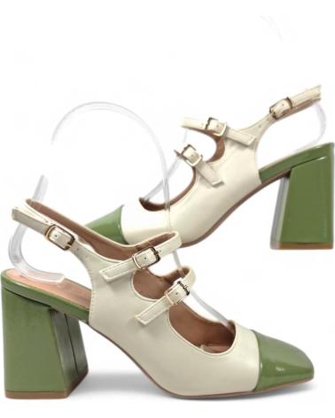 TIMBOS TWO-TONE SLINGBACK HEEL SANDAL WHITE GREEN MODEL 131092 VERDE