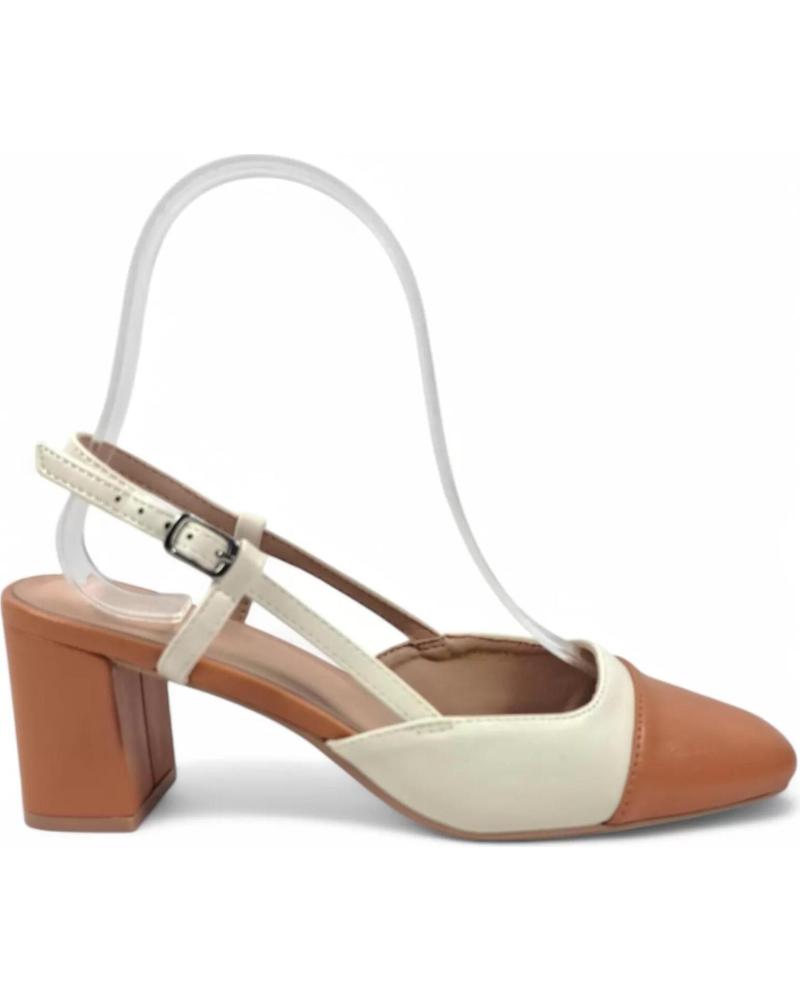 SCARPA CON TACCO APERTA TIMBOS 131075 BICOLORE BEIGE-ARANCIONE NARANJA