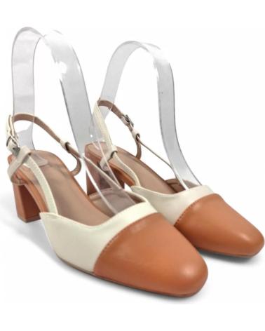 SCARPA CON TACCO APERTA TIMBOS 131075 BICOLORE BEIGE-ARANCIONE NARANJA
