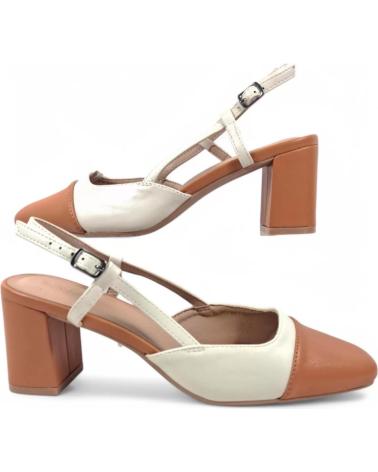 SCARPA CON TACCO APERTA TIMBOS 131075 BICOLORE BEIGE-ARANCIONE NARANJA