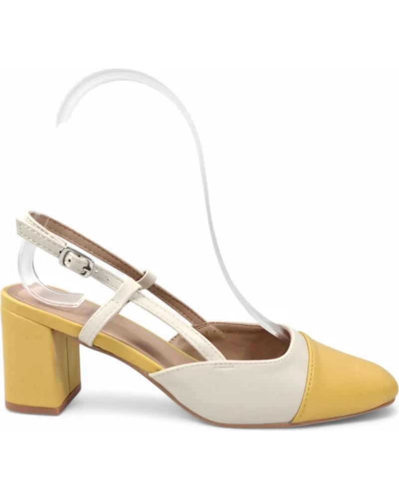 SCARPA CON TACCO APERTA TIMBOS 131074 BICOLORE BEIGE-GIALLO AMARILLO