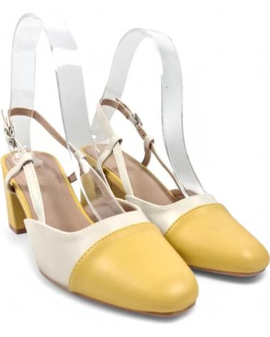 SCARPA CON TACCO APERTA TIMBOS 131074 BICOLORE BEIGE-GIALLO AMARILLO