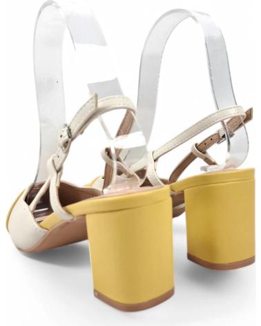 SCARPA CON TACCO APERTA TIMBOS 131074 BICOLORE BEIGE-GIALLO AMARILLO