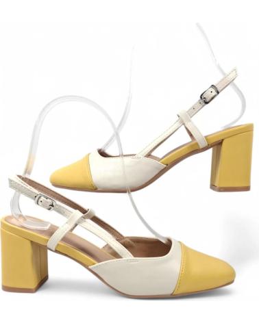 SCARPA CON TACCO APERTA TIMBOS 131074 BICOLORE BEIGE-GIALLO AMARILLO