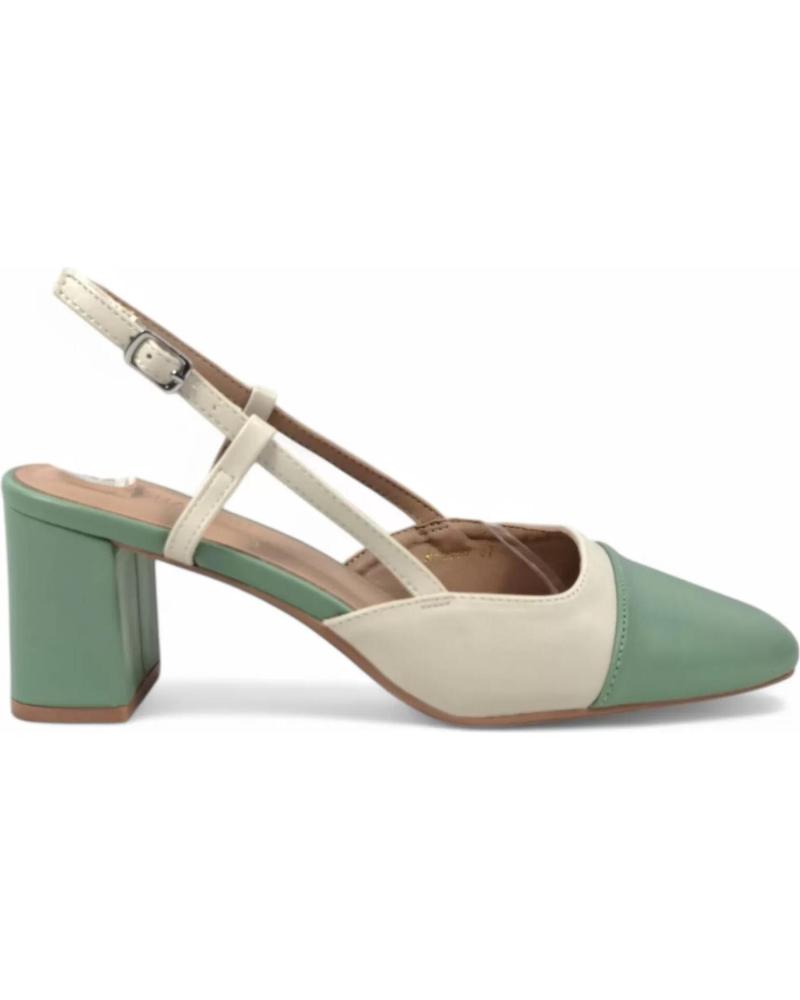 SANDALO TIMBOS CON TACCO APERTO BICOLORE 131073 BEIGE E VERDE VERDE