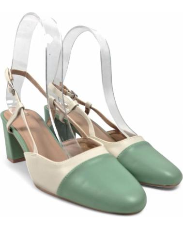 SANDALO TIMBOS CON TACCO APERTO BICOLORE 131073 BEIGE E VERDE VERDE