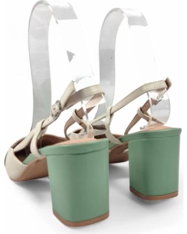 SANDALO TIMBOS CON TACCO APERTO BICOLORE 131073 BEIGE E VERDE VERDE