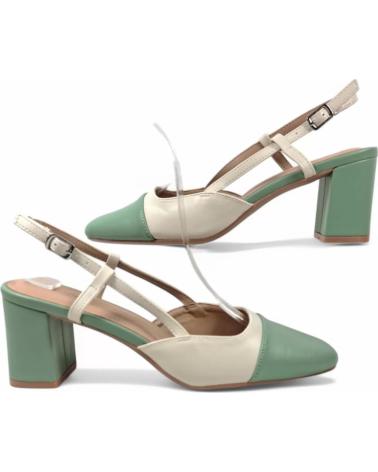 SANDALO TIMBOS CON TACCO APERTO BICOLORE 131073 BEIGE E VERDE VERDE
