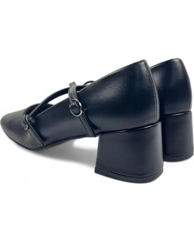 ESCARPINS TIMBOS TALON CARRÉ MODÈLE 130408 NOIR AVEC DOUBLE BRIDE CROISÉE NEGRO