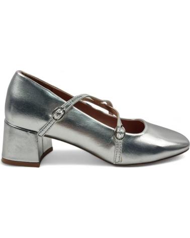 DÉCOLLETÉ TIMBOS TACCO QUADRATO MODELLO 130406 ARGENTO CON DOPPIA TIRA INCROCIATA PLATEADO