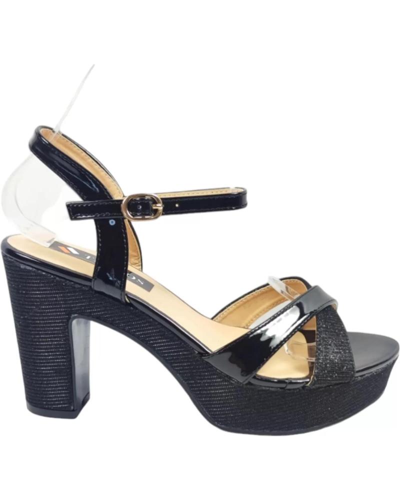 TIMBOS PARTY HEEL SANDAL 129713 BLACK NEGRO