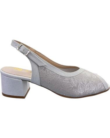 ZANY BY TREBEDE SANDALS 281 MICRA SILVER LYCRA LEAF BLOCK HEEL VARIOS COLORES