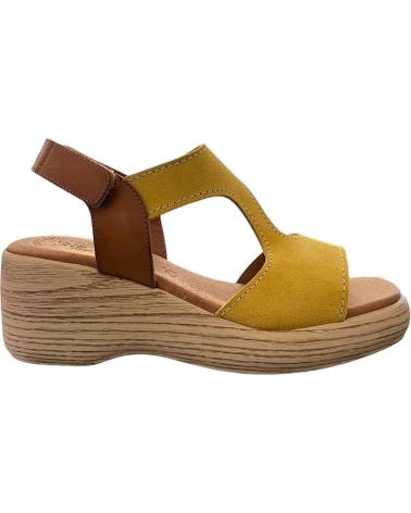 EVA FRUTOS SANDALIAS DE CUÑA MODELO 4708 EN SERRAJE AVELLANA Y AMARILLO VARIOS COLORES