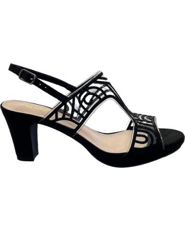 PRESTIGIO C-415 BLACK HEELED SANDALS WITH INTERTWINED DESIGN AND T-STRAP VARIOS COLORES