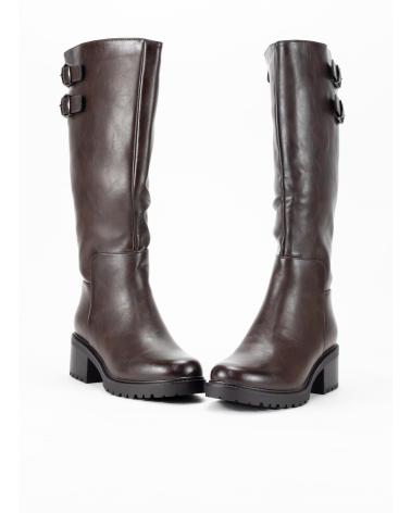 KESLEM 3959 BROWN TALL BOOTS WITH BUCKLES MARRON