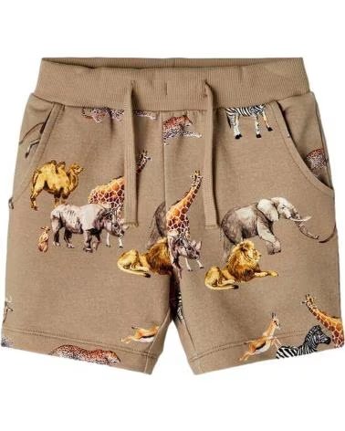 NAME IT NAME IT PANTALONCINI MARRONI CON STAMPA ANIMALIER BAMBINO MARRóN