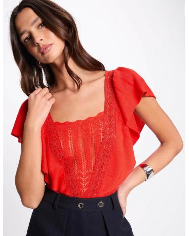 MORGAN SPITZENPULLOVER KURZARM 242-MVINO ORANGE NARANJA