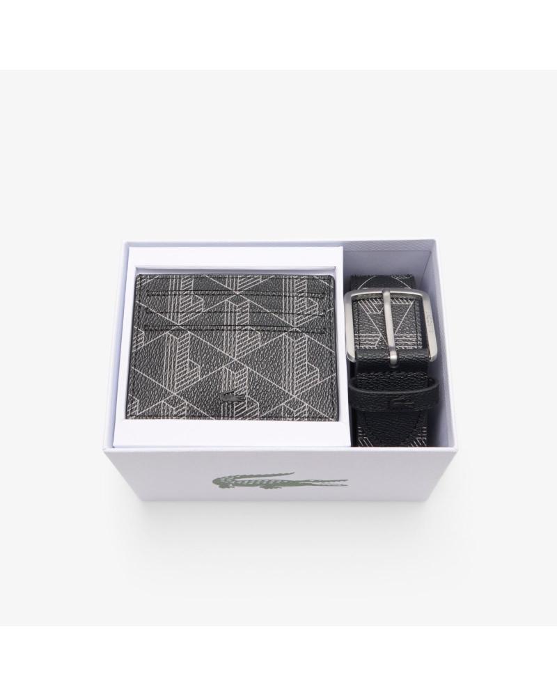 LACOSTE CONFEZIONE REGALO CINTURA E PORTACARTE GEOMETRICO RC4106 GEOMéTRICO