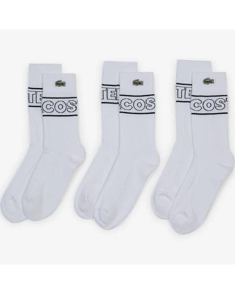 CALZINI SPORTIVI LACOSTE RA5122 BIANCHI (CONFEZIONE DA 3) BLANCO