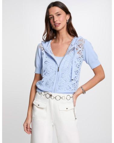 CARDIGÃ MORGAN MJIVI 251 AZUL DE MANGA CURTA COM CAPUZ AZUL