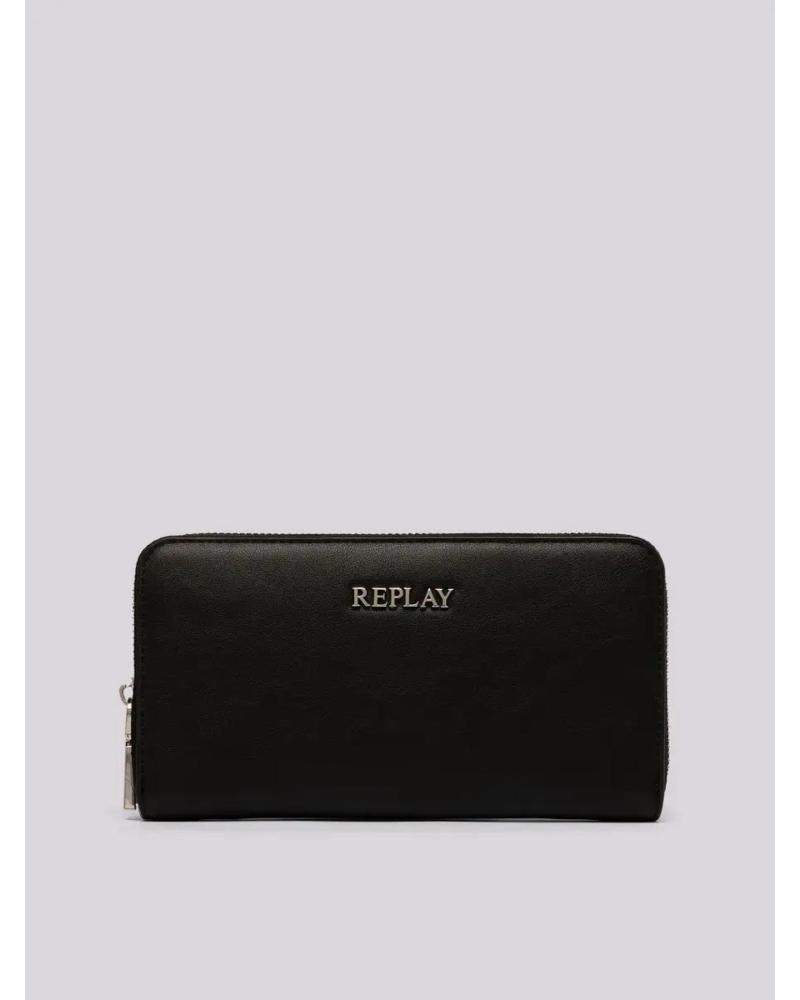 REPLAY LEDERGELDBÖRSE MIT LOGO FW5299 SCHWARZ NEGRO