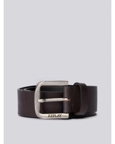 REPLAY CINTURON CON HEBILLA LOGOTIPO HOMBRE AM2453 MARRóN