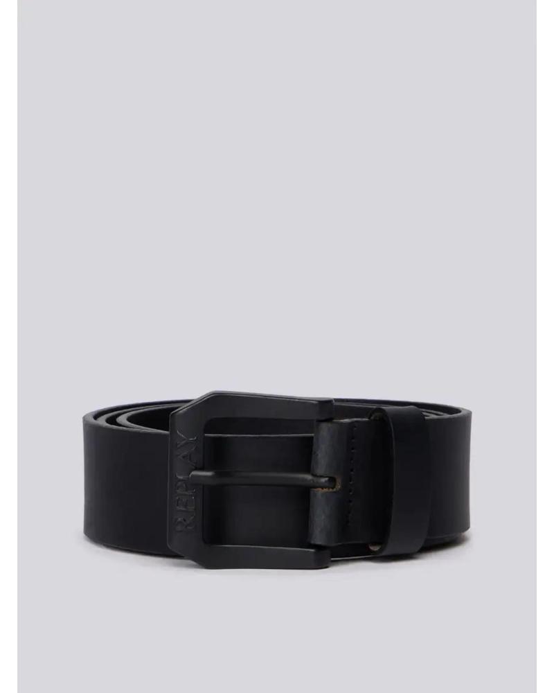 REPLAY CINTURON DE PIEL CON LOGOTIPO HOMBRE AM2417 NEGRO