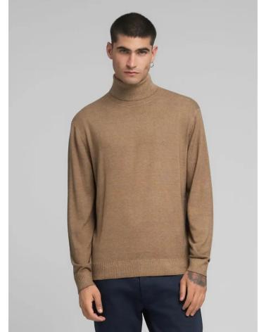 REPLAY PULL COL ROULÉ UK4855 BEIGE EN MÉLANGE DE LAINE BEIGE