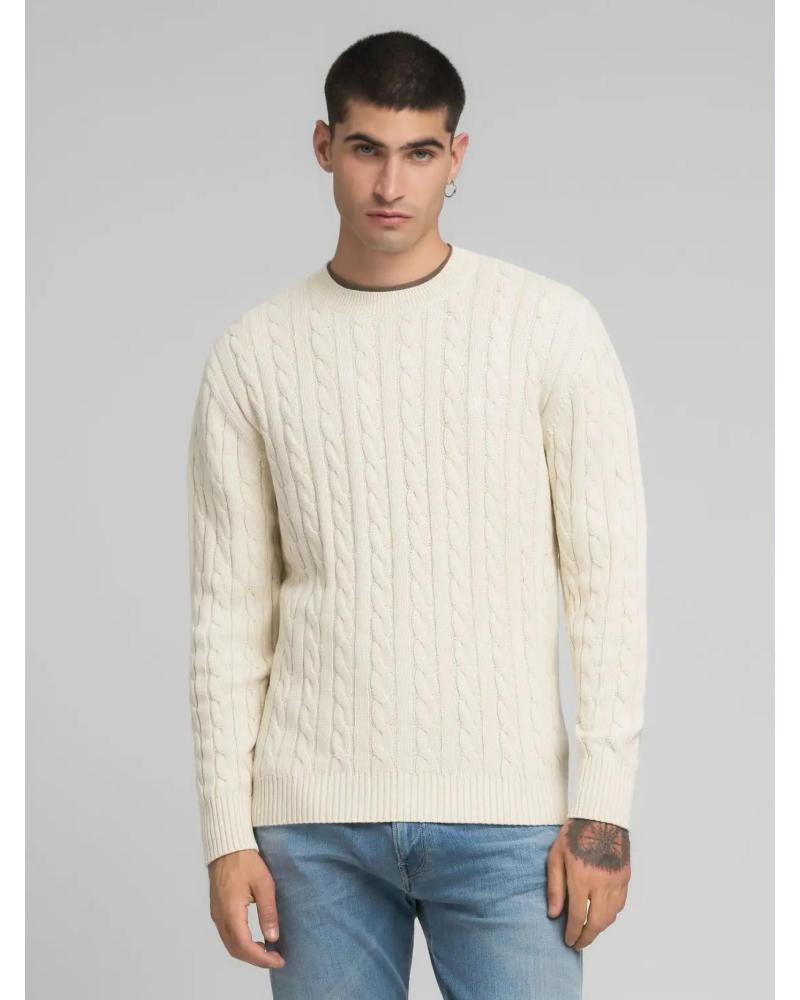 REPLAY JERSEY DE ALGODON CON LABOR TRENZADA UK4866 BEIGE