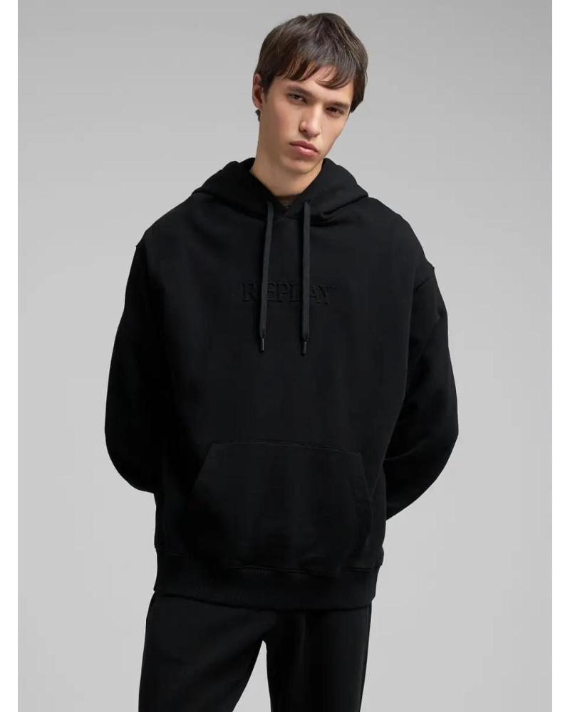REPLAY SUDADERA CON LETRAS BORDADAS M3183 NEGRO