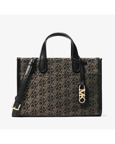 MICHAEL KORS GIGI MONOGRAM BLKGOLD TOTE BAG BLKGOLD