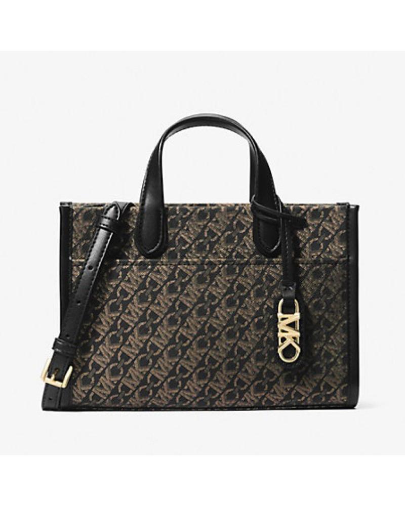 MICHAEL KORS GIGI MONOGRAM BLKGOLD TOTE BAG BLKGOLD