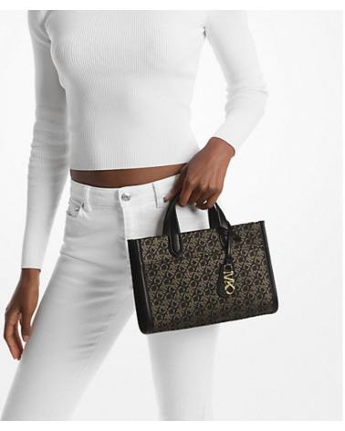 MICHAEL KORS GIGI MONOGRAM BLKGOLD TOTE BAG BLKGOLD