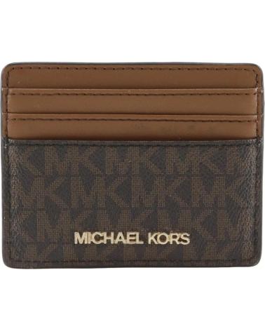 MICHAEL KORS JET SET TRAVEL MONOGRAM CARD HOLDER BLACK BROWN BROWN