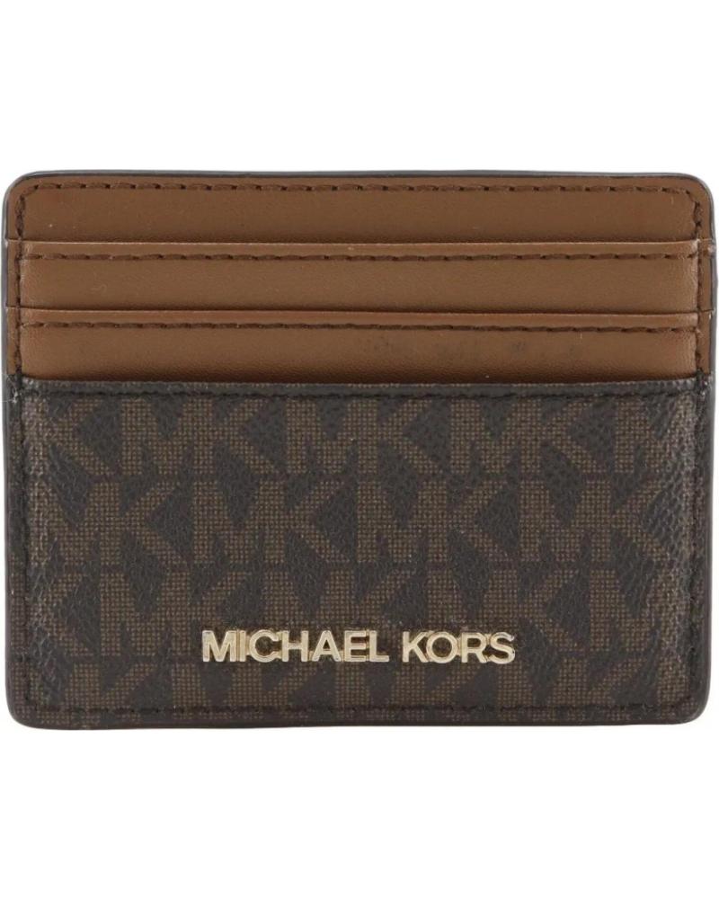 MICHAEL KORS JET SET TRAVEL MONOGRAM CARD HOLDER BLACK BROWN BROWN