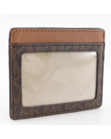 MICHAEL KORS JET SET TRAVEL MONOGRAM CARD HOLDER BLACK BROWN BROWN