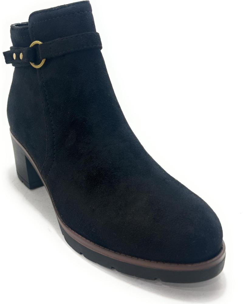 CHIC VISION BLACK SUEDE ANKLE BOOT WITH HEEL AND SIDE ZIPPER NEGRO